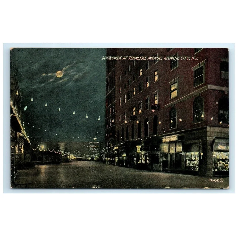 Vintage Postcard Atlantic City New Jersey NJ Boardwalk Tennessee Avenue Unposted